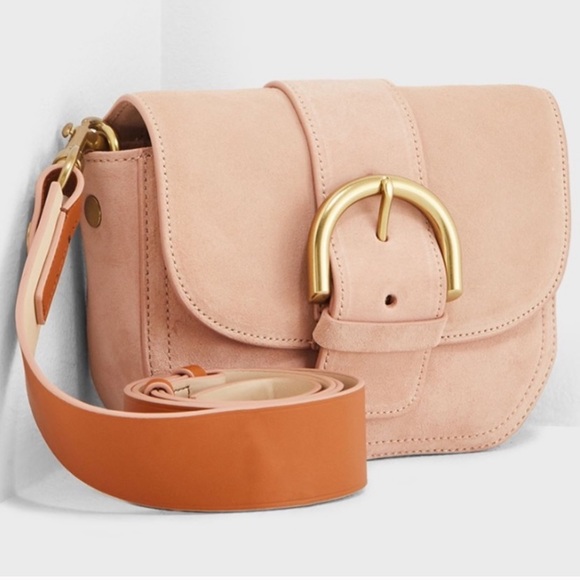 J. Crew Handbags - J crew Italian suede buckle flap crossbody blush